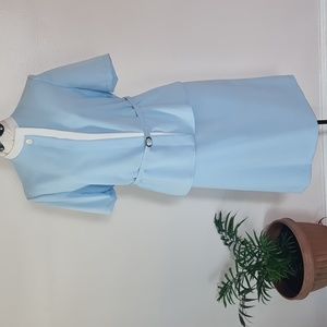 Vintage baby blue two piece Blazer skirt set size